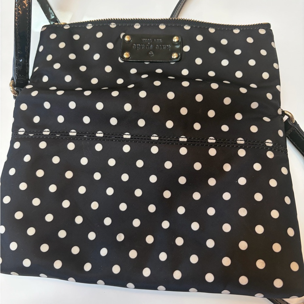#502 Kate spade Black and White Polka Dot Crossbody Bag. Very clean inside - Picture 13 of 15